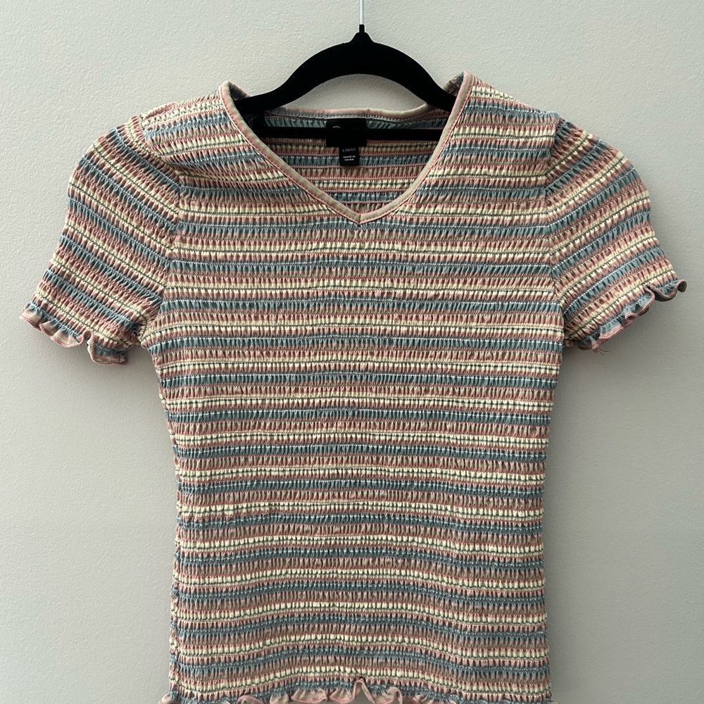 Knit Stripe Short Sleeve Top - Multicolor